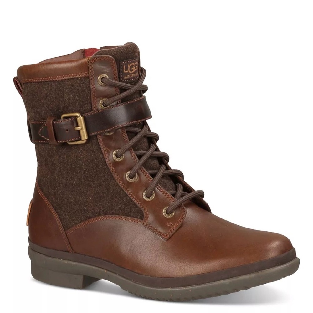 UGG KESEY CHESTNUT BROWN WATERPROOF SHEARLING LINED BOOTS WOMENS SIZE 6.5
